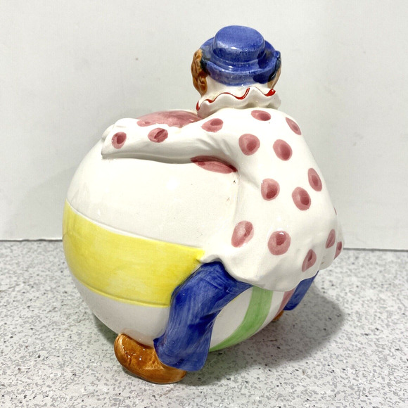 Vintage Collectible Piggy Bank Ceramic Clown on Circus Ball Colorful Whimsical - Picture 5 of 11